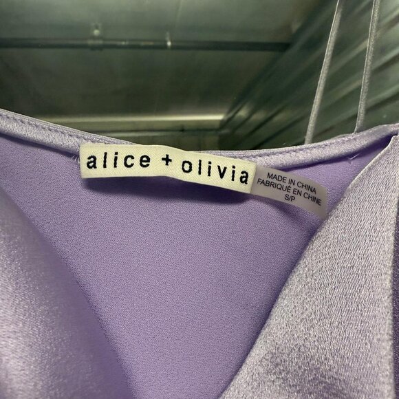 Alice + Olivia Lilac Satin Cowl Neck Cami Top - Picture 3 of 3